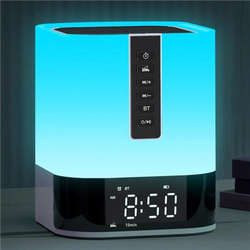 White Noise Sound Machine Alarm Clock Bluetooth Speaker Night Light Sleep Timer